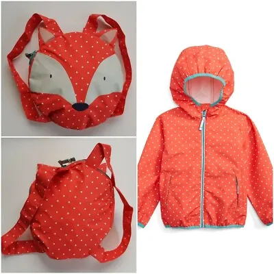  Boden Girls Waterproof Rain Coat Jacket Pac-a-mac Fox Back Pack  Age 2-10 Bnwt  • £14.99