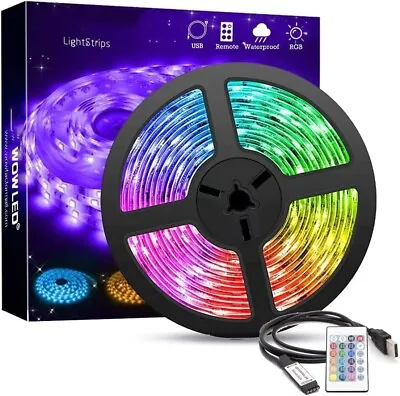 WOWLED 1M 3.28ft USB RGB Strip Light IP65 Upgrade 39inch TV Backlight Bias Back • £7