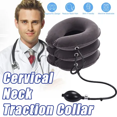 Cervical Neck Traction Collar Neck Brace Neck Massage Inflatable And Adjustable • £10.92