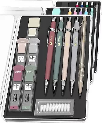 Mechanical Pencil Set With Leads And Eraser Refills 5 Sizes - 0.3 0.5 0.7 0. • $13.59