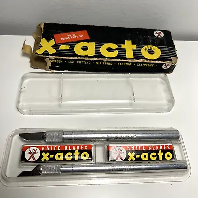 Vintage X-ACTO Double Knife Set Blades No 62 Original Box USA Metal Xacto Case • $21.24