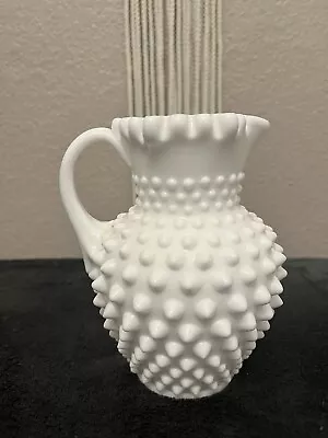 VTG Fenton Milk Glass Hobnail White Jug Syrup Pitcher 12 Oz. 5.5  • $29