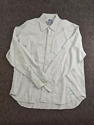 Tommy Bahama Mens Long Sleeve Button Up 100% Linen Light Blue Size XL • $18.99