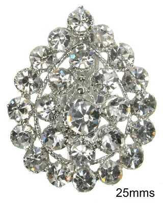 Brooch Silver Teardrop Diamante Vintage Pin Bridal Bouquet Shoe Cake New Uk • £1.99