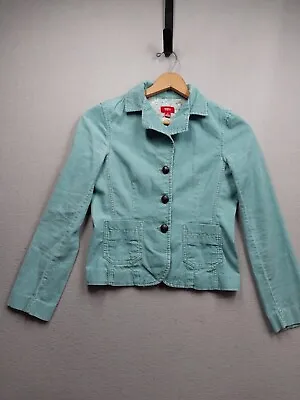 Mossimo Corduroy Jacket Womens Small Green Wood Buttons Casual Coat • $11.99