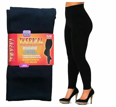 £5.95 • Buy Ladies Women Thermal Leggings Fleece Lined Winter Thick Black 2.3 Tog Rated S-xl