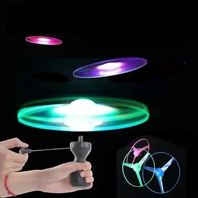 Green Led Light Up Pull String UFO Frisbee Flying Saucer Disc Kid Toy GREEN ONLY • $7.51