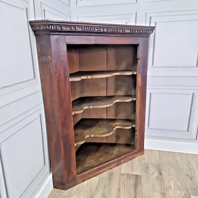 Antique Georgian Open Front Hanging Corner Cabinet Cupboard Shelves Shelf Unit • £189.99