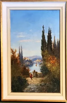 Rare Great Campaign Antique Oil Painting Lake Como Italy Signed H Waldeck C1870 • £575