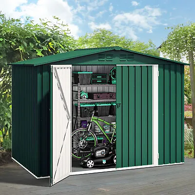 8x6 FT Outdoor Storage Shed Large Metal Tool Sheds Heavy Duty Storage House • $281.99