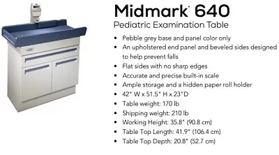 NEW: Midmark 640 Pediatric Exam Table W/ Scale (Restful Path-868 Color) • $2000