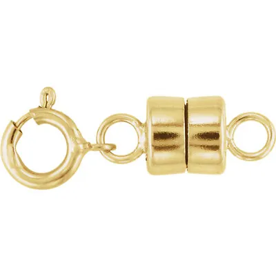 NEW SOLID 14K YELLOW GOLD Barrel Magnetic Converter Necklace Clasp W Spring Ring • $41.99