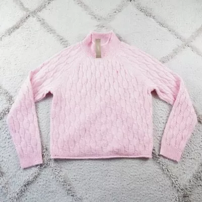 J.Crew Cashmere Shrunken Cable-Knit Rollneck Sweater Womens Small Pink Pull Over • $70