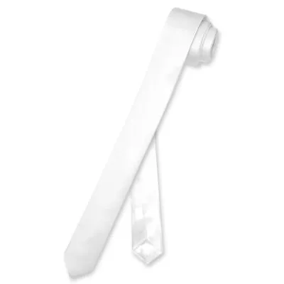 Biagio 100% SILK Narrow NeckTie EXTRA Skinny Solid Color Mens 1.5  Thin Neck Tie • $9.95