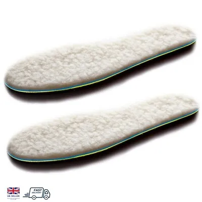 Pair Sheepskin Insoles Soft Warm Thermal Inner Fleece Wool Pair Boots Shoe Soles • £3.79