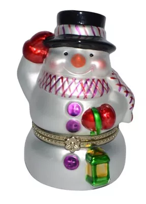 Mr Christmas Snowman Music Box Hinged Porcelain Animated Carousel Deck The Halls • $19.99