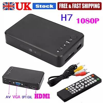 Mini HD 1080P Media Player USB Media Box HDMI AV MMC MKV AVI MOV VGA RMVB UK • £39.59