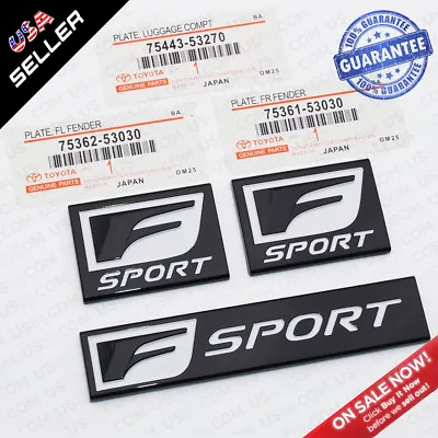 3x F-Sport Black Logo ABS Badge Side Fender Marker Trunk Lid Nameplate Emblem • $44.99