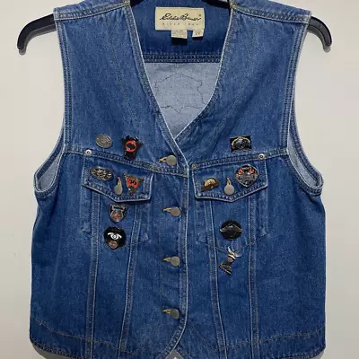 Vintage Eddie Bauer Since 1920 Women's Blue Harley Davidson Denim Vest Size S/P • $33