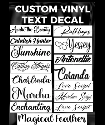 $19.99 • Buy Cursive Custom Text Vinyl Decal Sticker Script | Personalized Lettering Fancy-