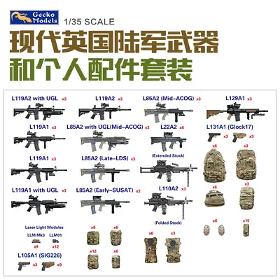 Gecko 1/35 Modern British Army Weapons And Personal Accessories Kit 35GM0026 • $20.89