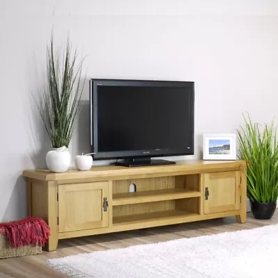 Arklow Oak Extra Large TV Stand / 180cm Solid TV DVD Cabinet Storage Unit • £349