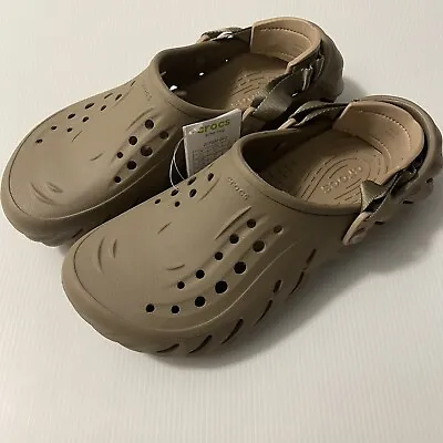 Crocs Echo Clogs Khaki/Tan/Brown (207937-260) Shoes Slides Men’s Size 11 • $59.95