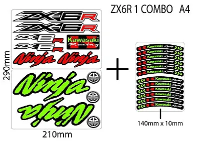 KAWASAKI ZX6R Manufacturer Logos & Wheel Rim Stickers Decals Emblems Kit Pack • £11.99