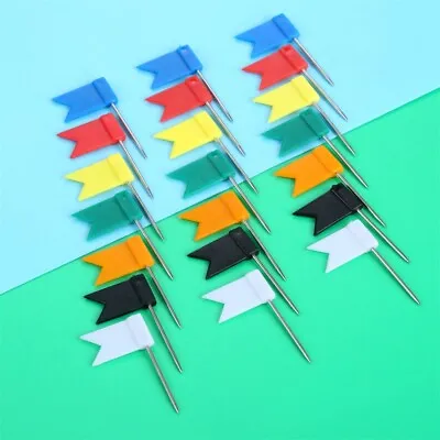 100Pcs 7 Color Map Push Pins Flag Shaped Nail Thumb Tack For Message Board Photo • $6.59