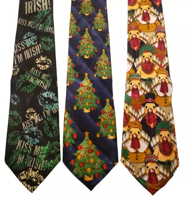 Christmas Thanksgiving St. Patrick's Ties #62B- Lot Of 3 Novelty Neckties NWT • $19.99