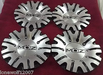 MOZ Wheels Silver / Gloss Black Custom Wheel Center Caps Set Of 4 # 936 • $149.06