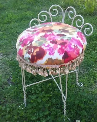 Vintage Vanity Chair Stool Mid Century Modern Painted Brass Metal • $85