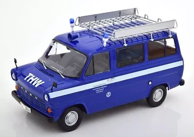 1:18 KK Scale DC180468 Ford Transit Bus THW Cologne With/Roof Rack Blue 1965 • £104.99