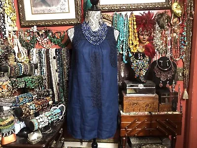 NWT Beautiful Madewell Mexican Style Dress In Navy Blue With Black Embroidery XS • $95