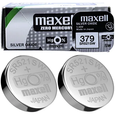 2 X Maxell 379 AG0 618 SR63 JA SR521SW Watch Batteries • £2.59