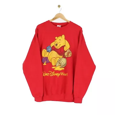 Vintage Disney Sweatshirt Red Winnie The Pooh Cartoon USA Oversized Men Size 2XL • £29.99