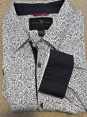 Marc Ecko Cut & Sew Blue & White Floral Shirt Button Long Sleeve Cotton XXL • $18.48