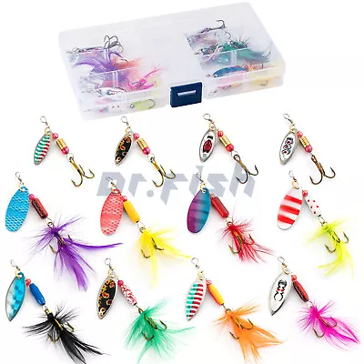 $13.99 • Buy 12pcs Rooster Tail Spinner Lures Fishing Spinner Bait Walleye Bass Trout Panfish
