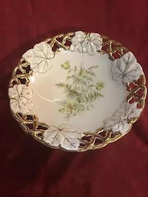 C.T.  Carl Tielsch  Antique Reticulated Fern & Floral Design 9.5” Footed Bowl • $99.99