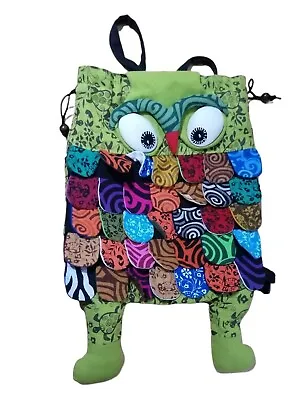 £10 • Buy Owl Bag Backpack Drawstring Hippie Festival Turtle Print Multicoloured Bag 