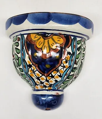 Vintage Mexico Talavera Art Pottery Bell Wall Sconce Planter Traditional 1223 • $25