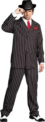 Gangsta Adult Men's Costume Black White Gangster Zoot Suit Mob 20s 1920s • $65.99