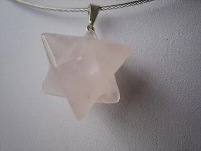 Mother's Day Birthday Gift Rose Quartz Merkaba Pendant From Brazil  • £5.99