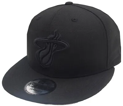 New Era Miami Heat Black On Black NBA Snapback Cap 9fifty Osfa Limited • £46.45
