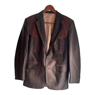 Vintage Pagano West Mens Western Jacket Blazer 40R Brown USA Made • $39.99