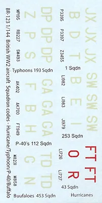 BR-123 - WWII British Squadron Codes - 1/144 Decals • £3.25