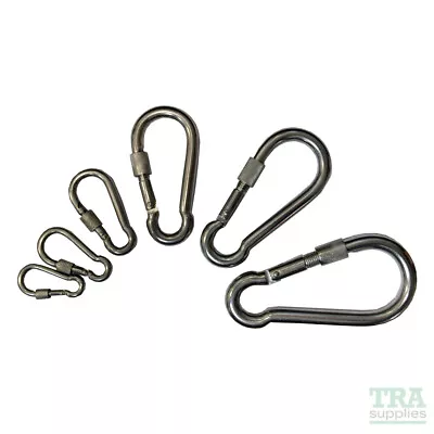 Stainless Steel Carbine Hook With Screw Gate Carabiner Marine AISI 316 Climbing • £4.50