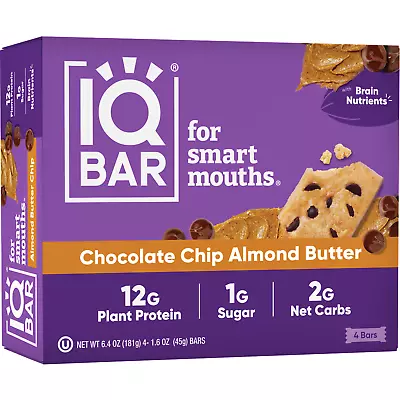 IQBAR Chocolate Chip Almond Butter Protein Bars - Vegan (awdooshop) • $14.99