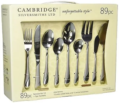 $54.65 • Buy Flatware Service For 12 Stainless Steel Set Silverware Place Settings 89 Pieces