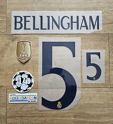 Bellingham #5 Nameset Champions League Patch Real Madrid 2023-2024 Player Size • £16.50